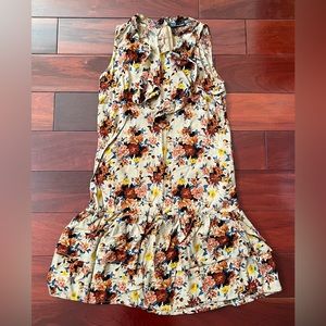 Zara Dress Women's Floral Earth-tone Sleeveless Ruffle Hem Sz M